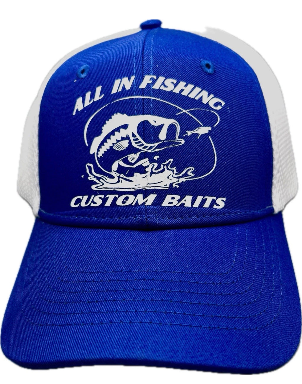 All In Fishing royal blue white Mesh-Back Twill cap/hat