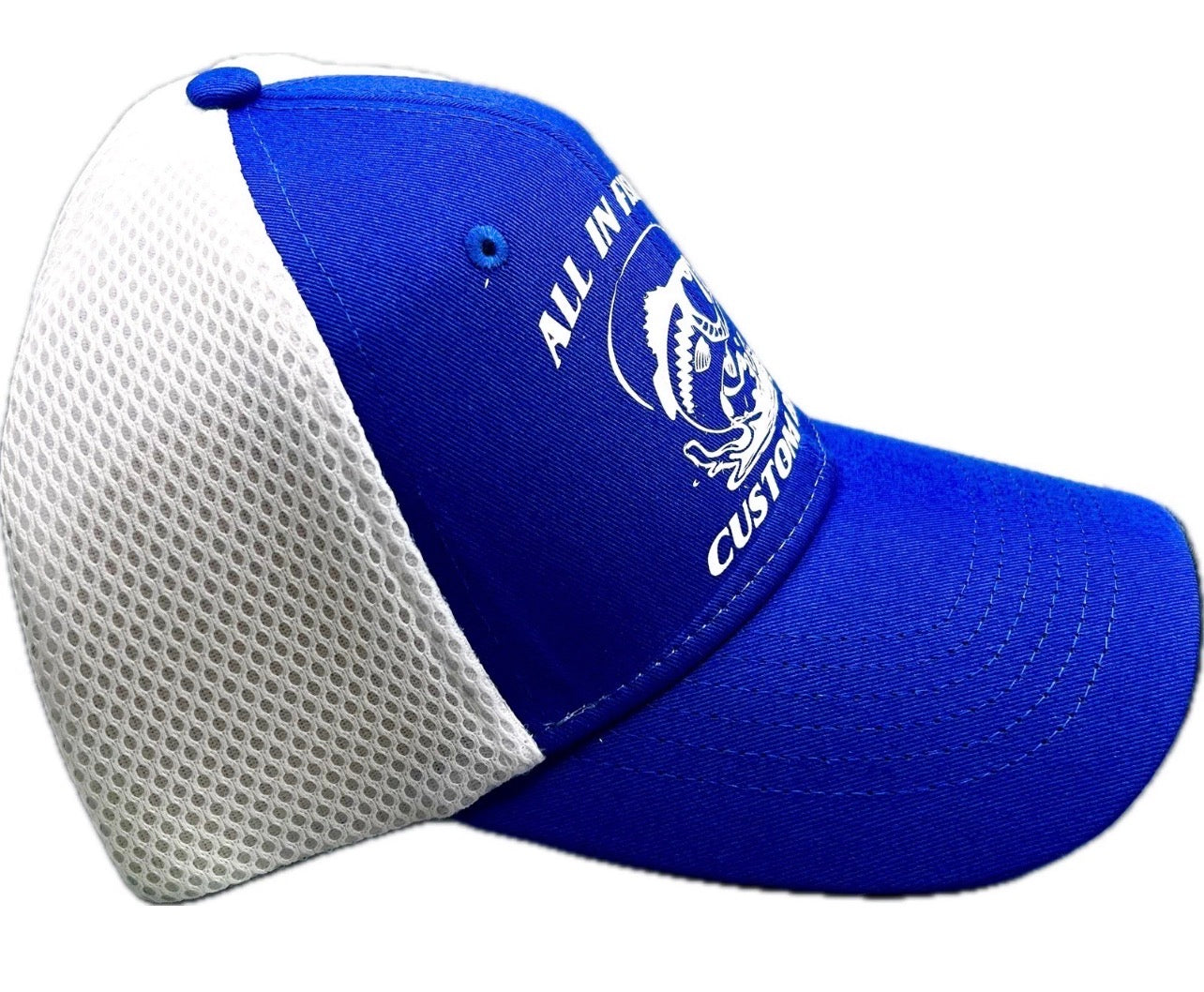 All In Fishing royal blue white Mesh-Back Twill cap/hat