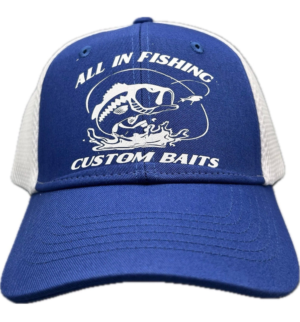 All In Fishing royal blue white Mesh-Back Twill cap/hat