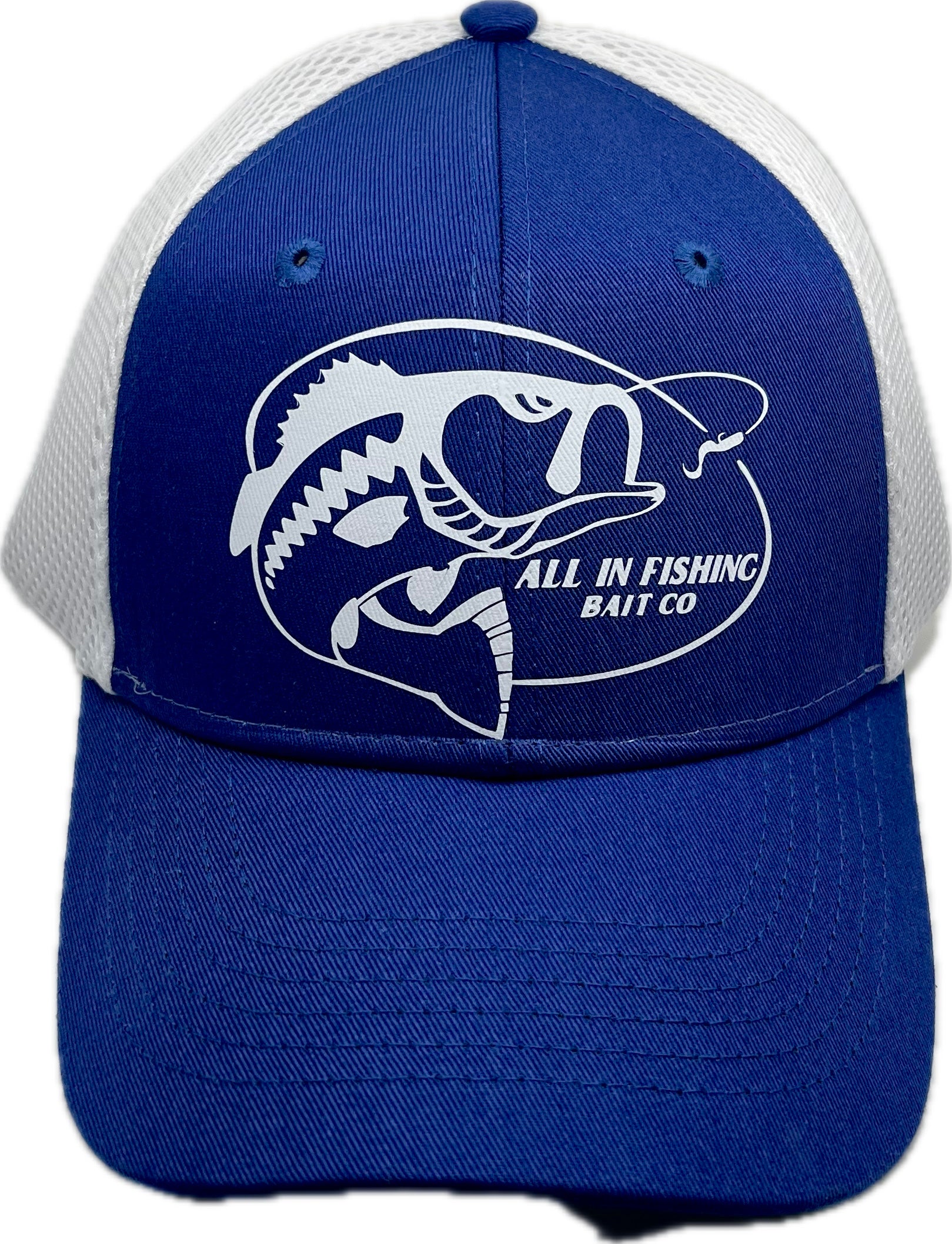All In Fishing royal blue white Mesh-Back Twill baseball cap/hat