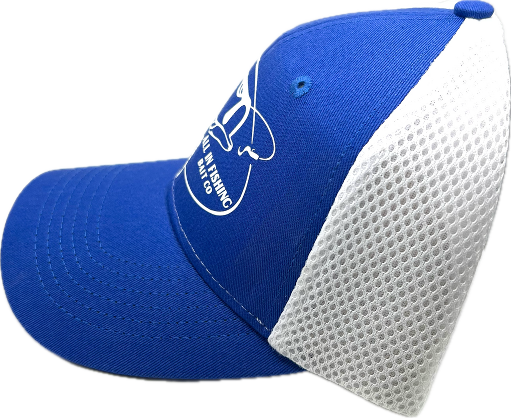 All In Fishing royal blue white Mesh-Back Twill baseball cap/hat
