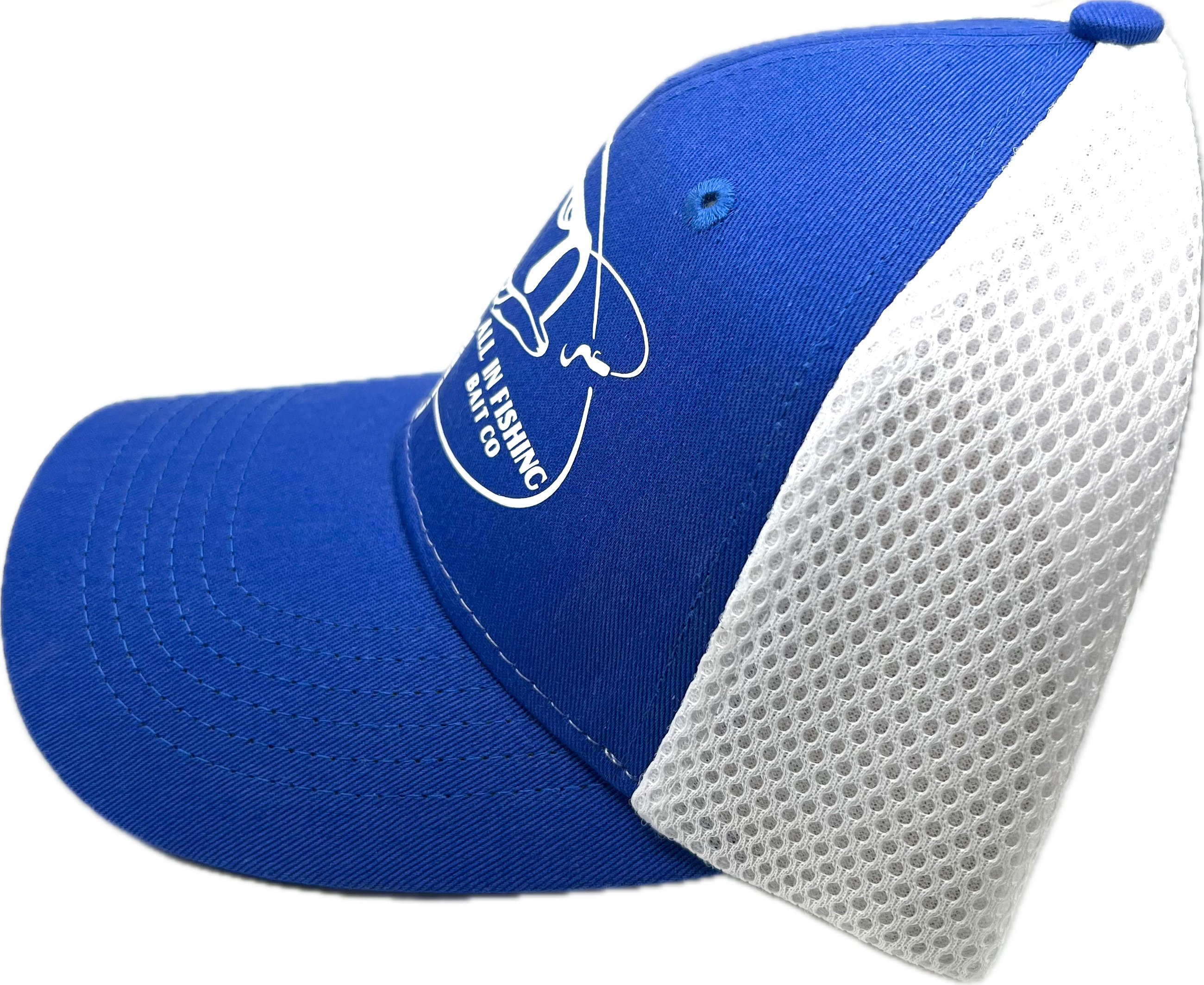 All In Fishing royal blue white Mesh-Back Twill baseball cap/hat