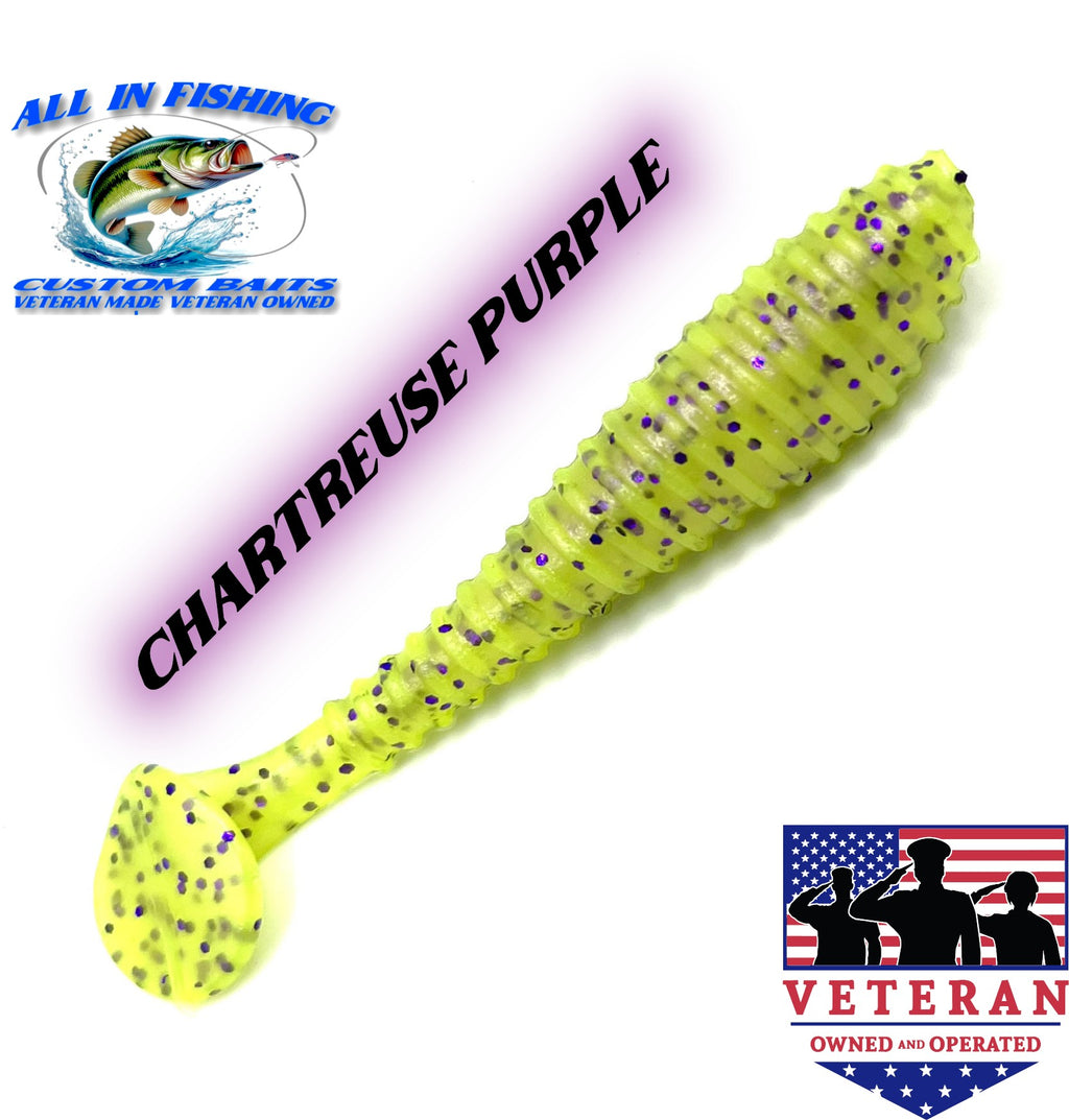 12ct 3.5'' ribbed paddle tail swim bait (choose color)