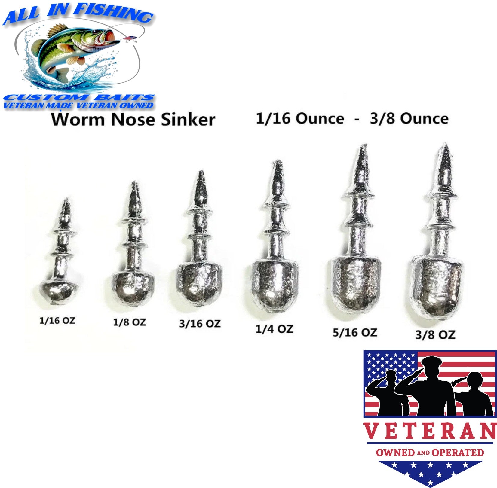 Worm Nose Sinker / Neko Rig Nose Weight choose 10 or 25ct