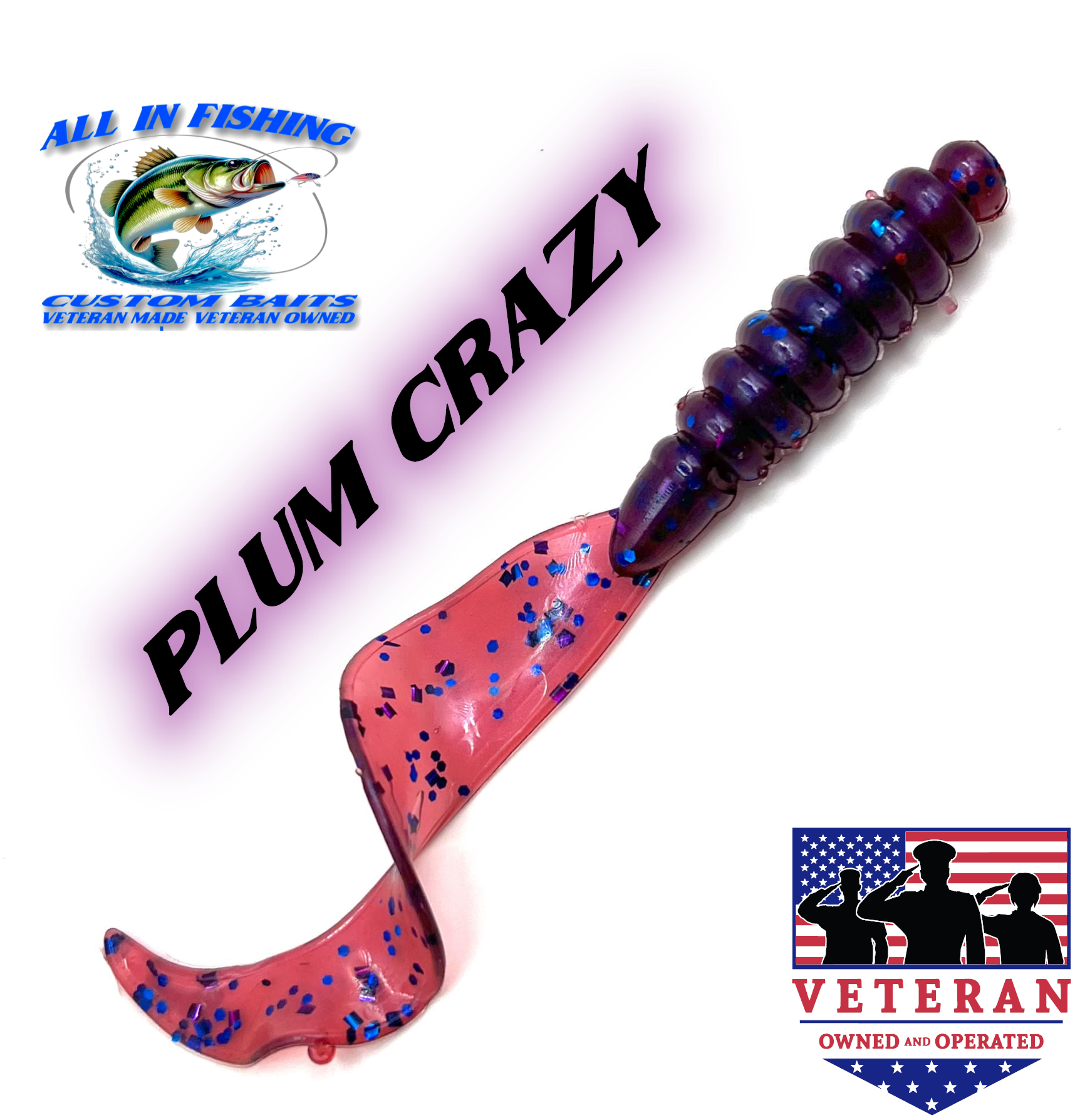 3.8 15ct curly tail grub choose color